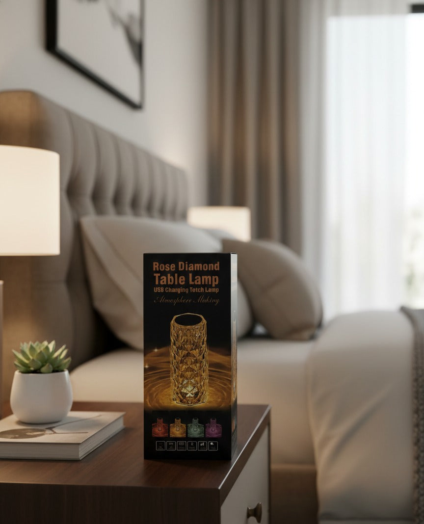 USB Rechargeable Crystal Rose Diamond Touch Lamp LED With RGB 16 Colors and Remote