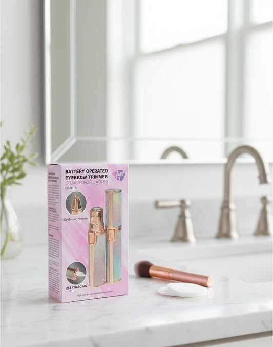 Original 2 in 1 USB Rechargeable Flawless Facial Hair Remover and Eyebrow Trimmer Rainbow